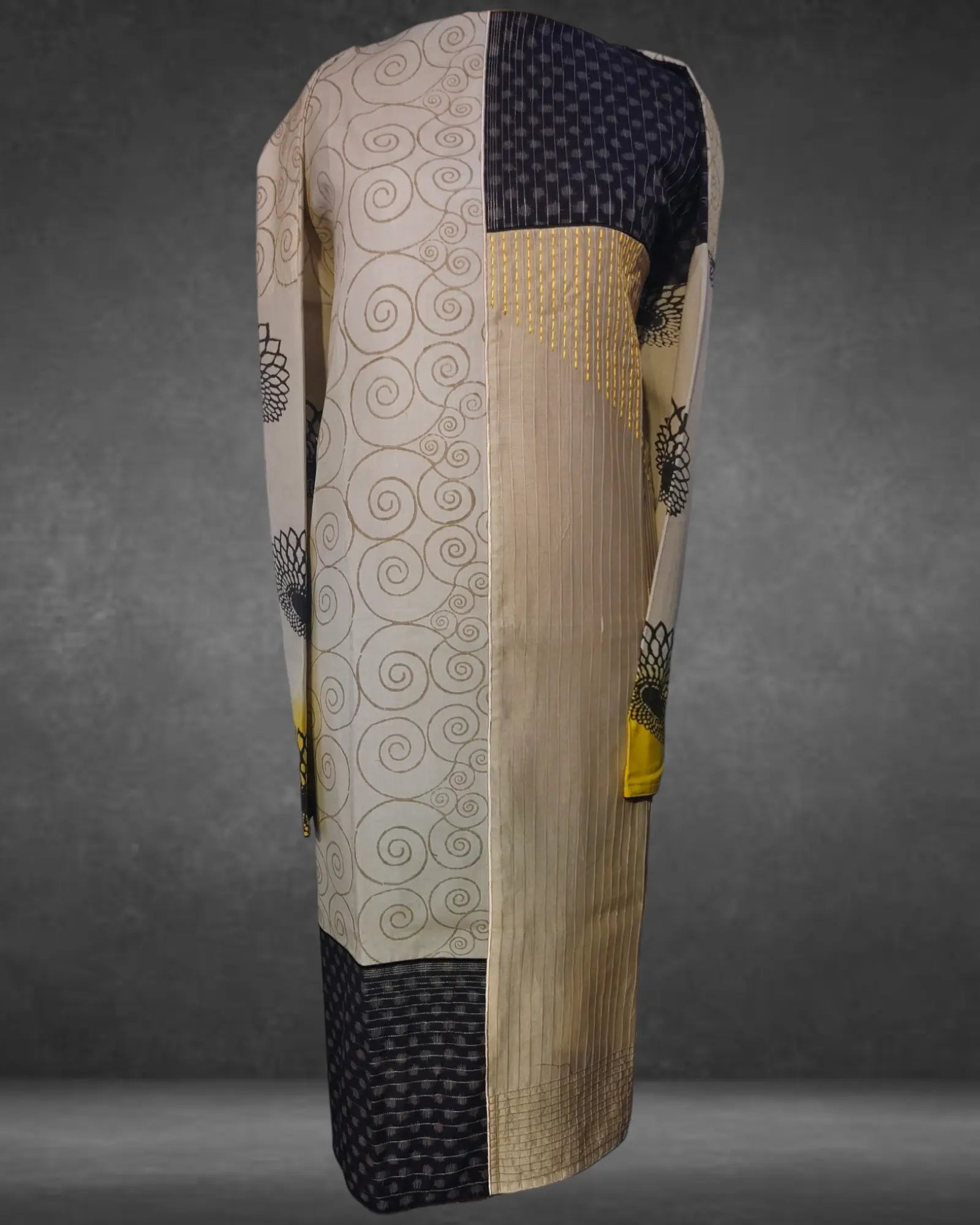 Semistitched Kurta Cotton Block Printed With Silk Shaded Dupatta Formal Suitset VISHAL KAPUR STUDIO