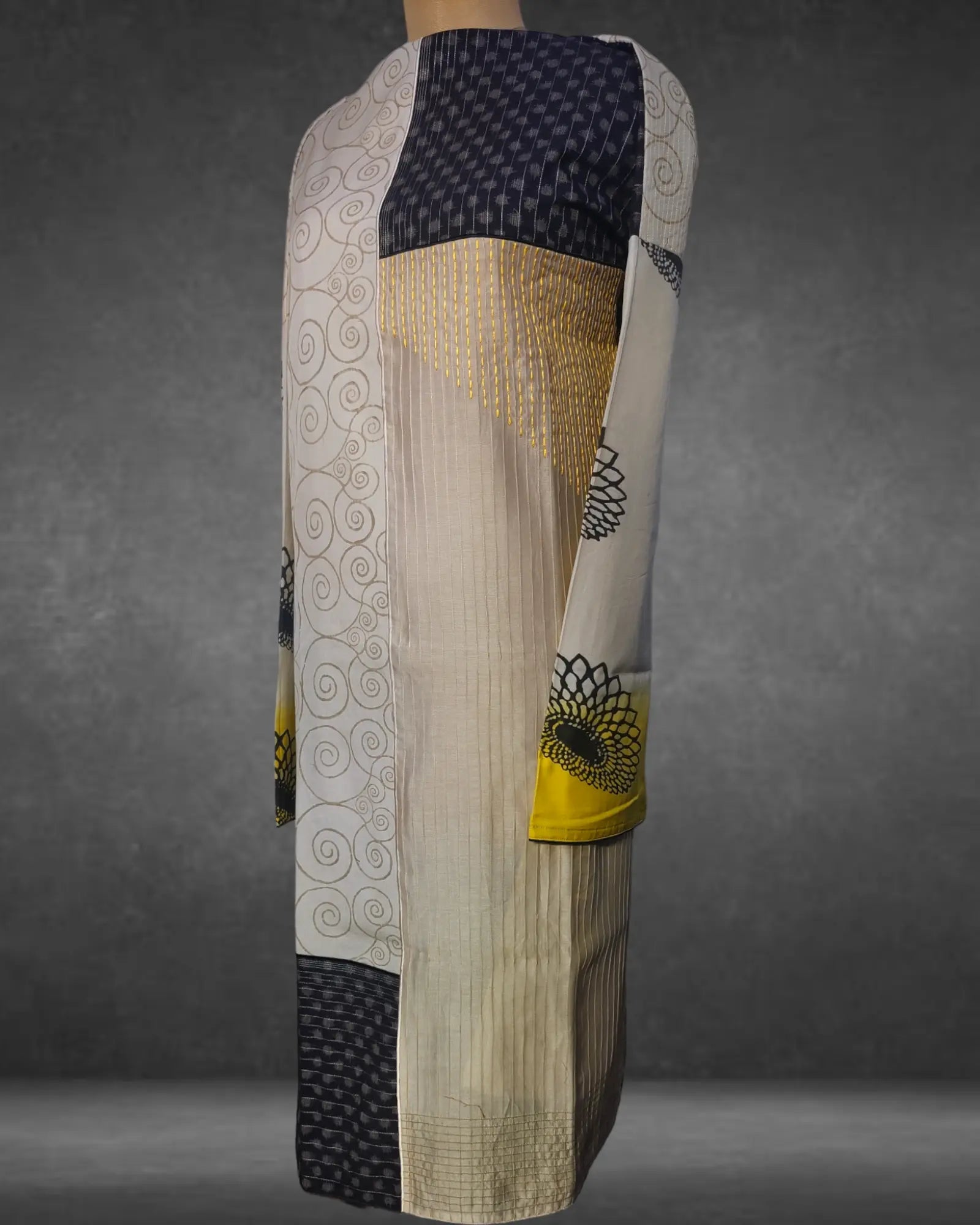 Semistitched Kurta Cotton Block Printed With Silk Shaded Dupatta Formal Suitset VISHAL KAPUR STUDIO