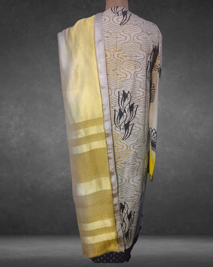 Semistitched Kurta Cotton Block Printed With Silk Shaded Dupatta Formal Suitset VISHAL KAPUR STUDIO