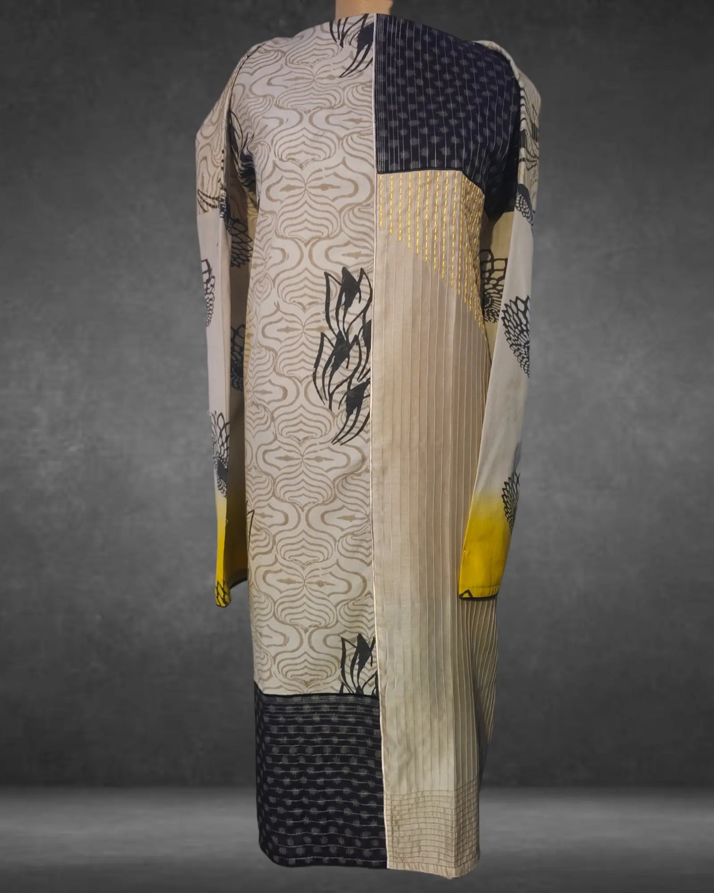 Semistitched Kurta Cotton Block Printed With Silk Shaded Dupatta Formal Suitset VISHAL KAPUR STUDIO