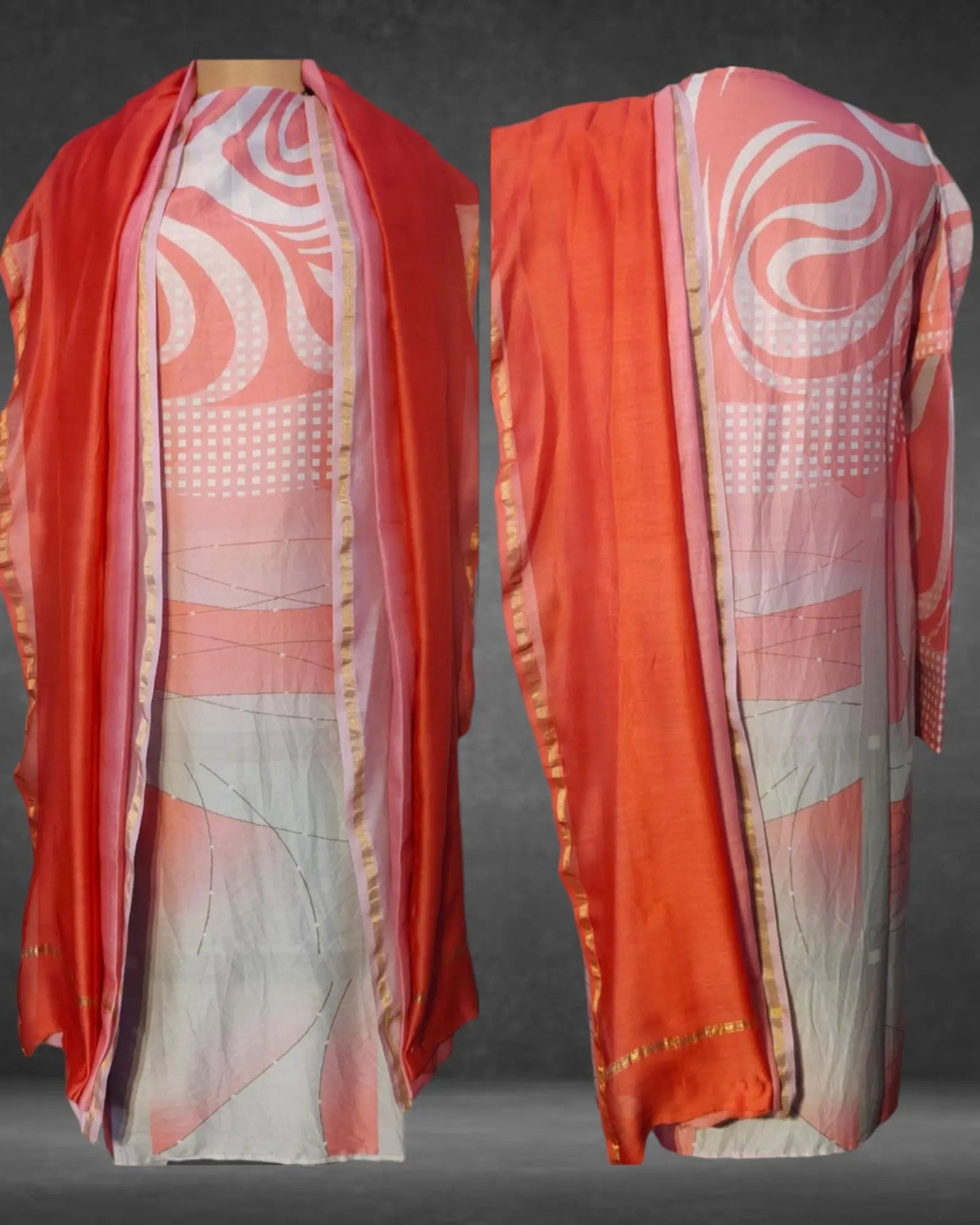 Semistitched Kurta Digital Printed With Shaded Dupatta Casual Suitset VISHAL KAPUR STUDIO