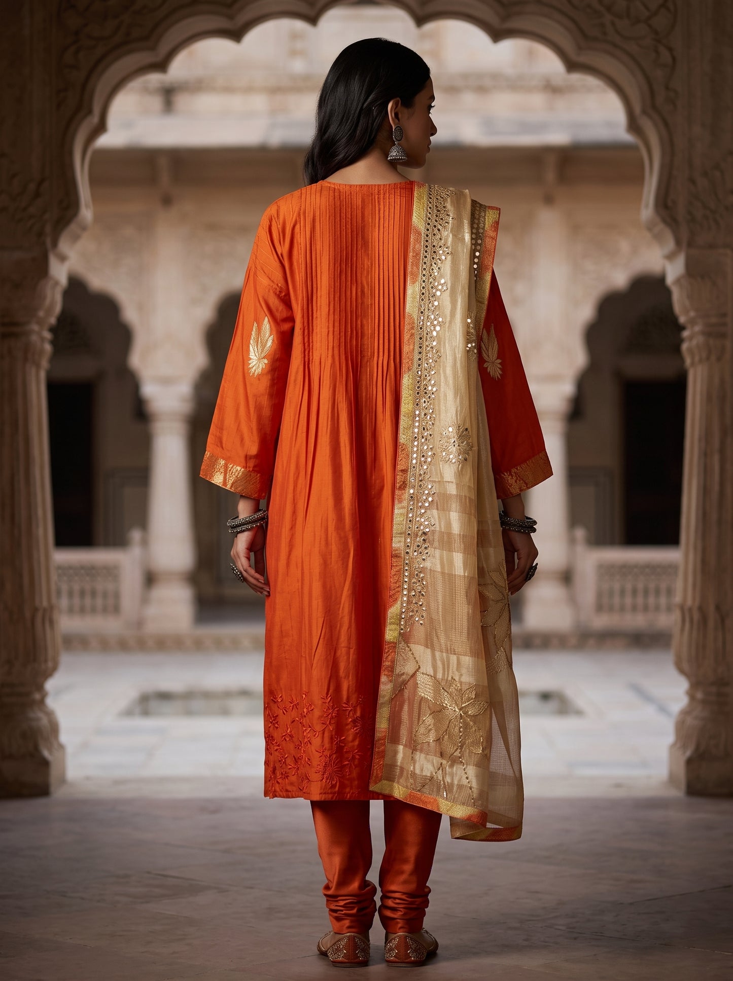 Semi Stitched Chanderi Formal Suitset