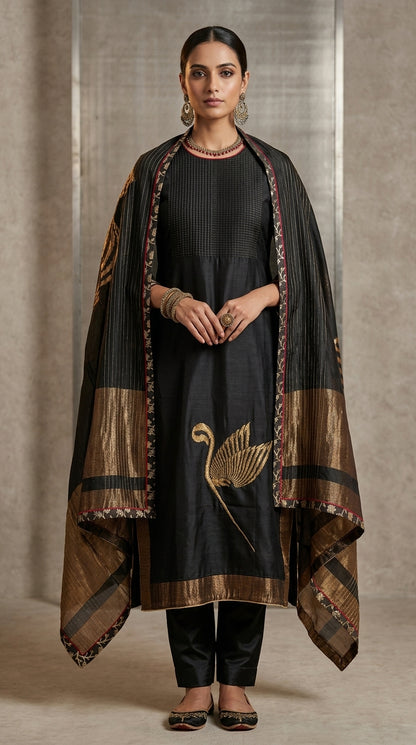 Semi Stitched Formal chanderi Suitset