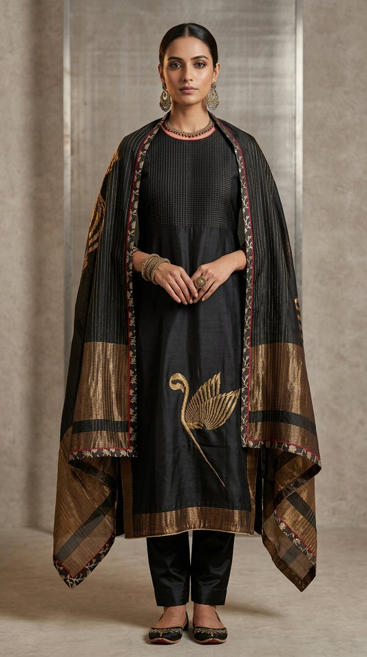 Semi Stitched Formal chanderi Suitset