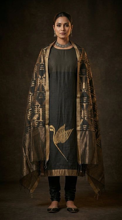 Semi Stitched Formal chanderi Suitset