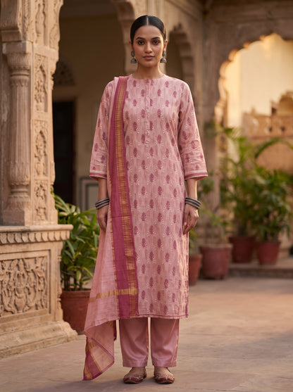 Semi Stitched Cotton Casual Suitset