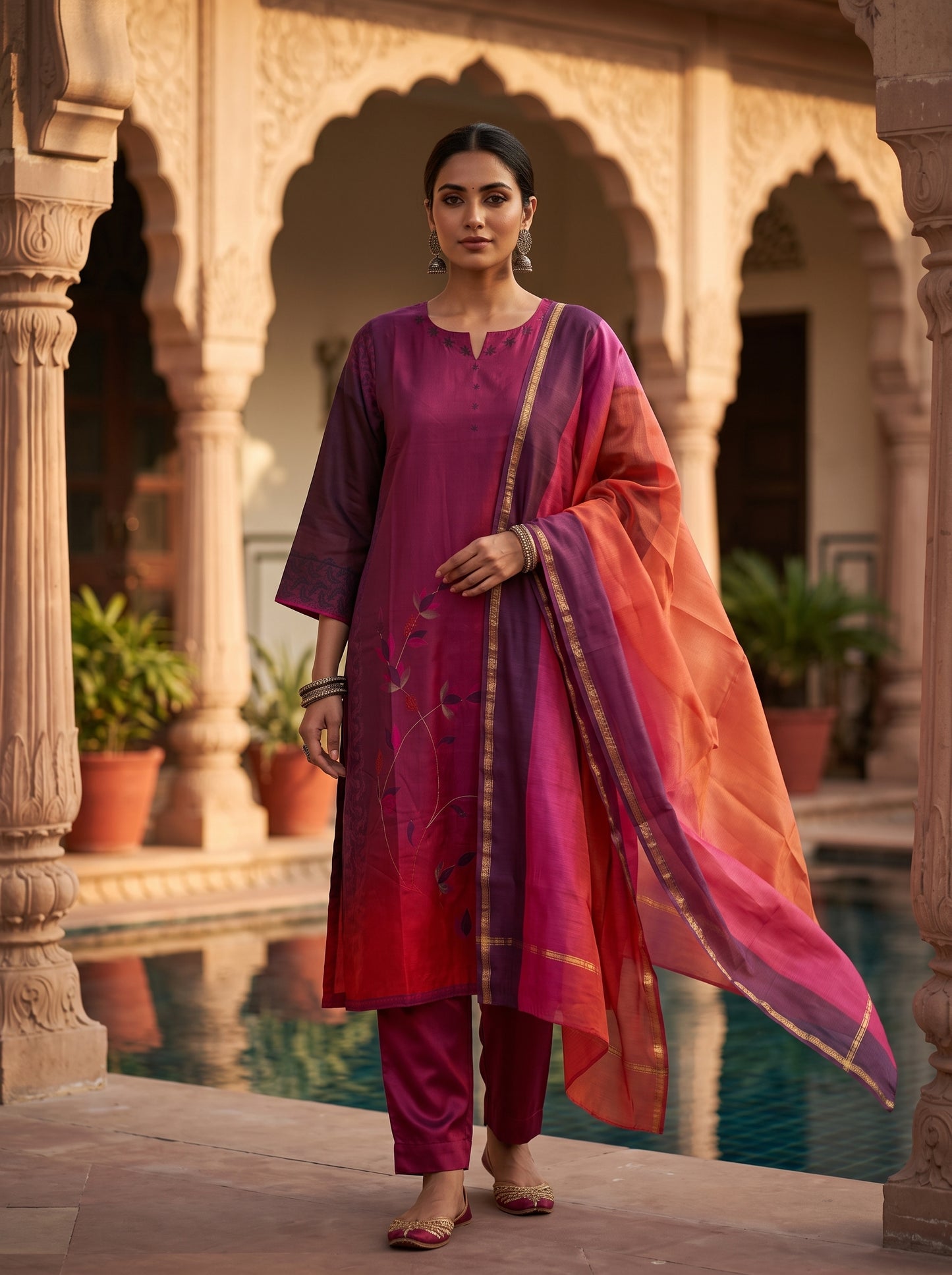 Semi Stitched Cotton Satin Casual Suitset