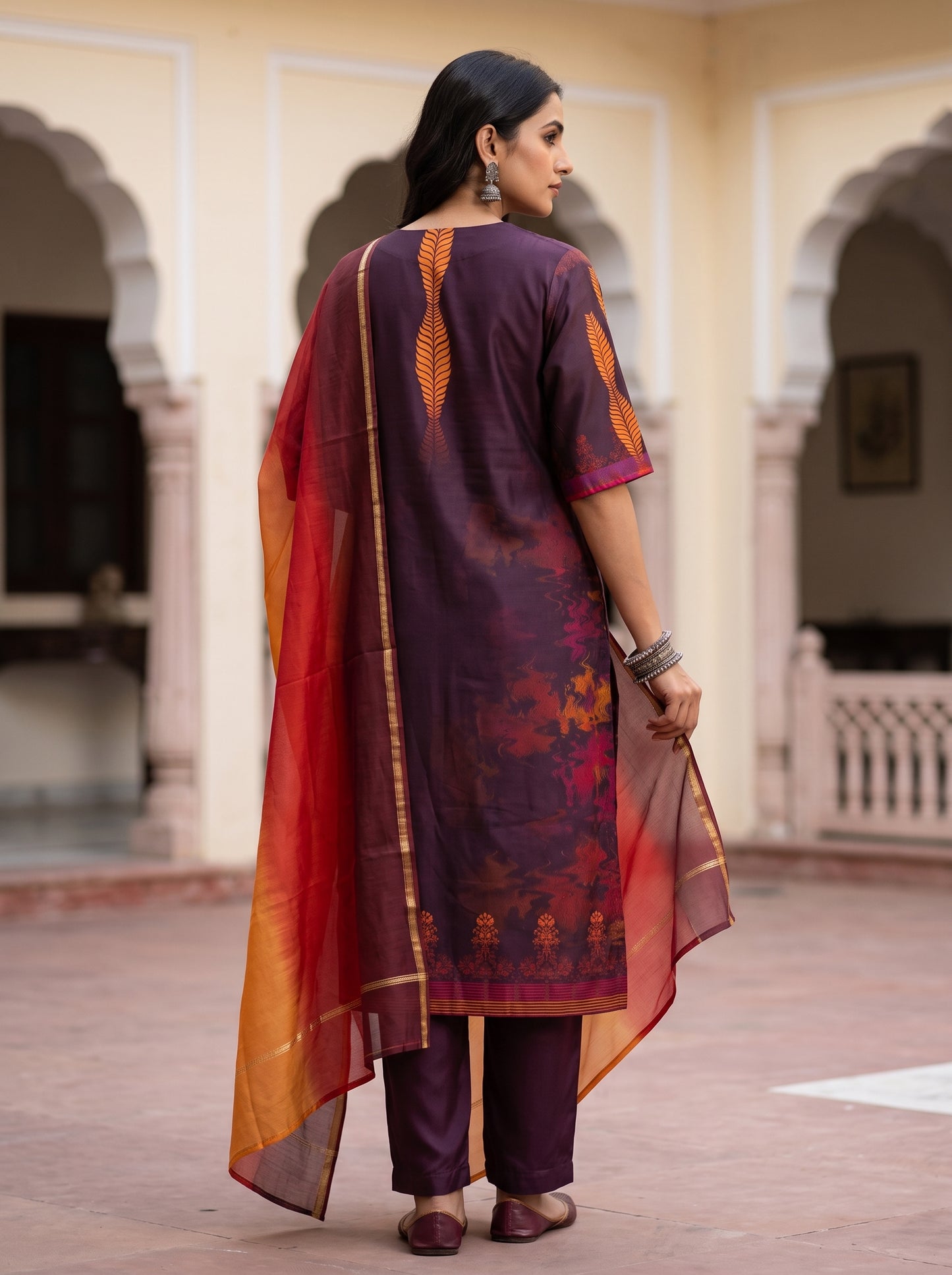 Semi Stitched Chanderi Casual Suitset