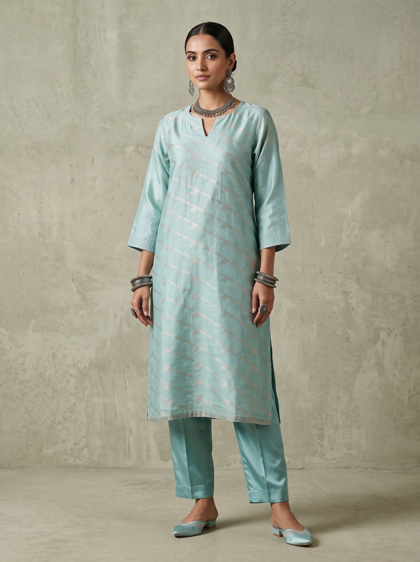 Semi Stitched Chanderi  Formal kurta