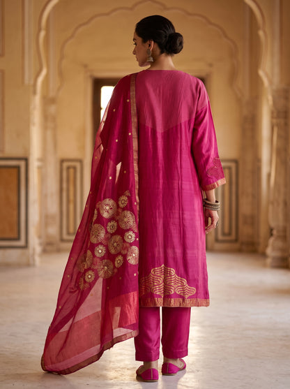 Semi Stitched Chanderi Formal Suitset
