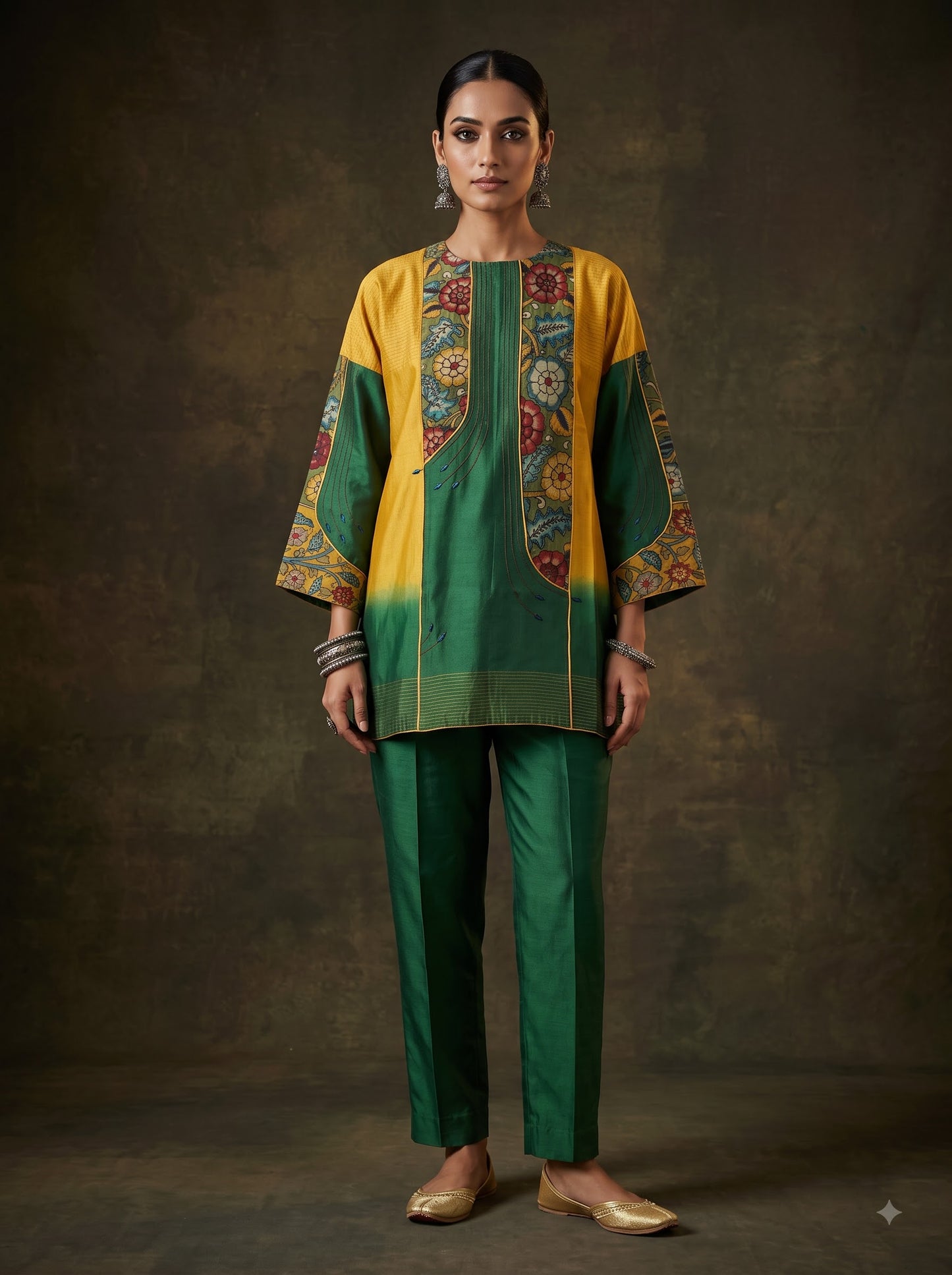 Semi Stitched Chanderi Kalamkari Short Tunic