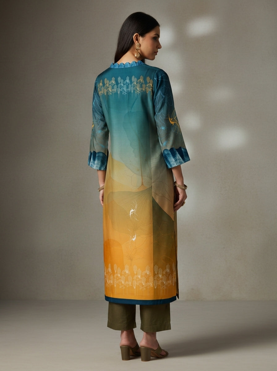 Semi Stitched Chanderi Casual kurta VISHAL KAPUR