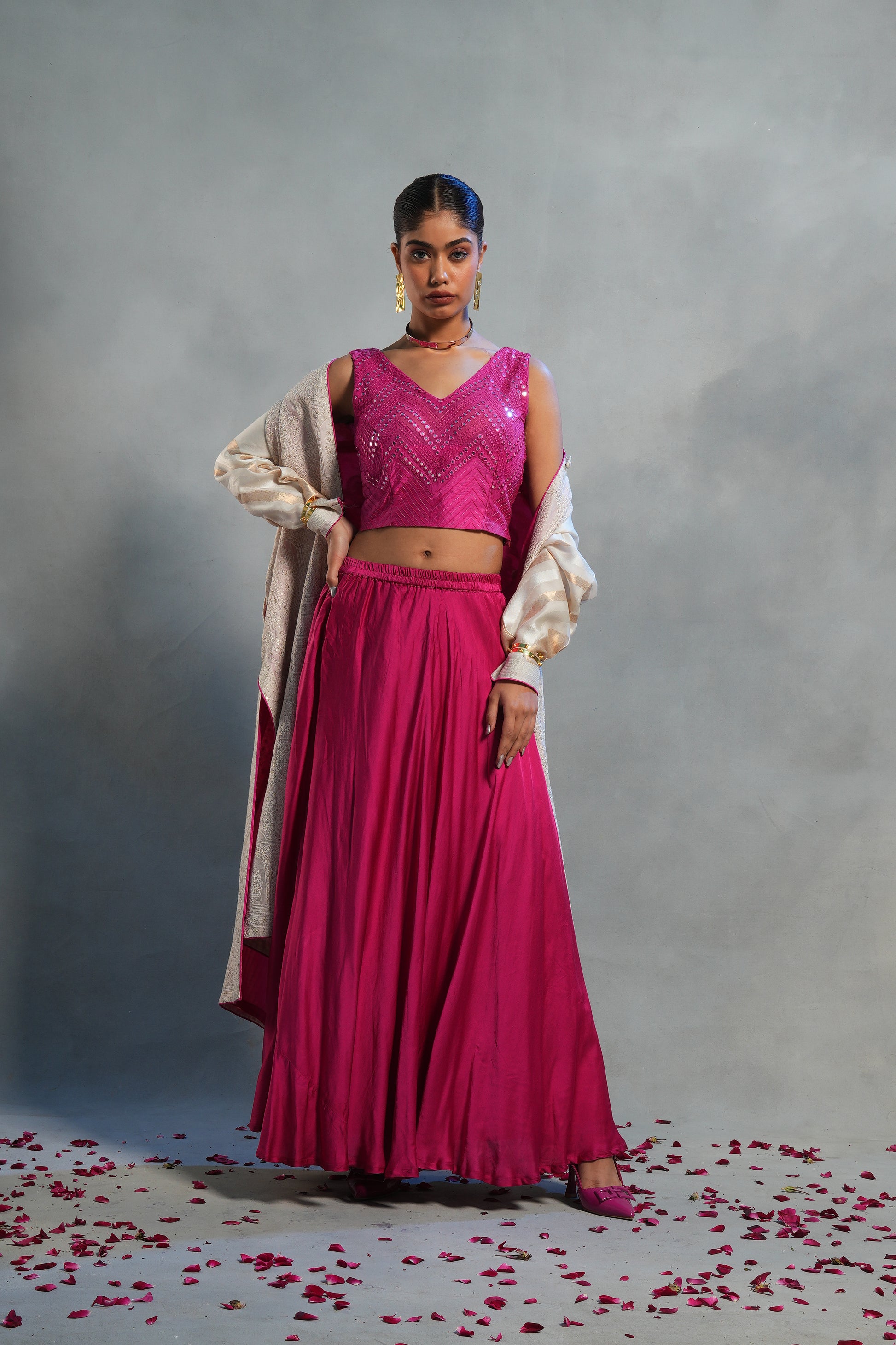 Formal Mudal Satin Skirtset (VKSKT01MAR14) VISHAL KAPUR STUDIO