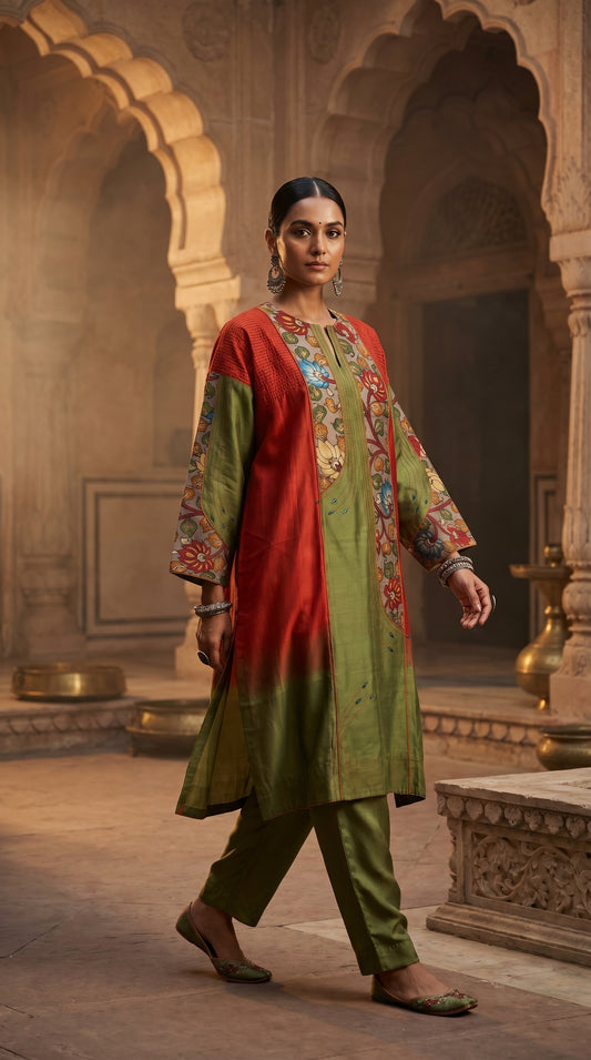 Semi Stitched Chanderi Formal kurta