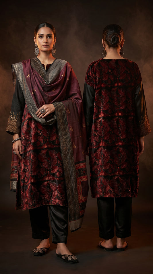Semi Stitched Chanderi Formal Suitset