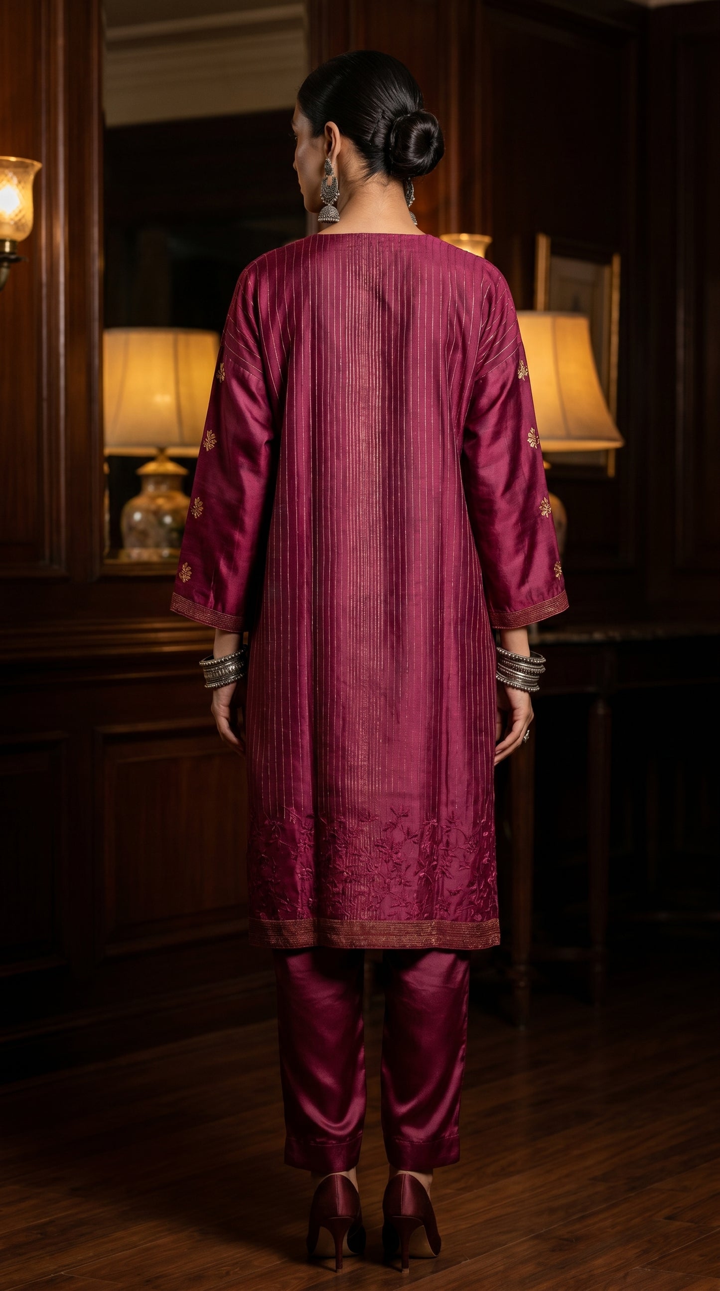 Semi Stitched Chanderi Formal kurta
