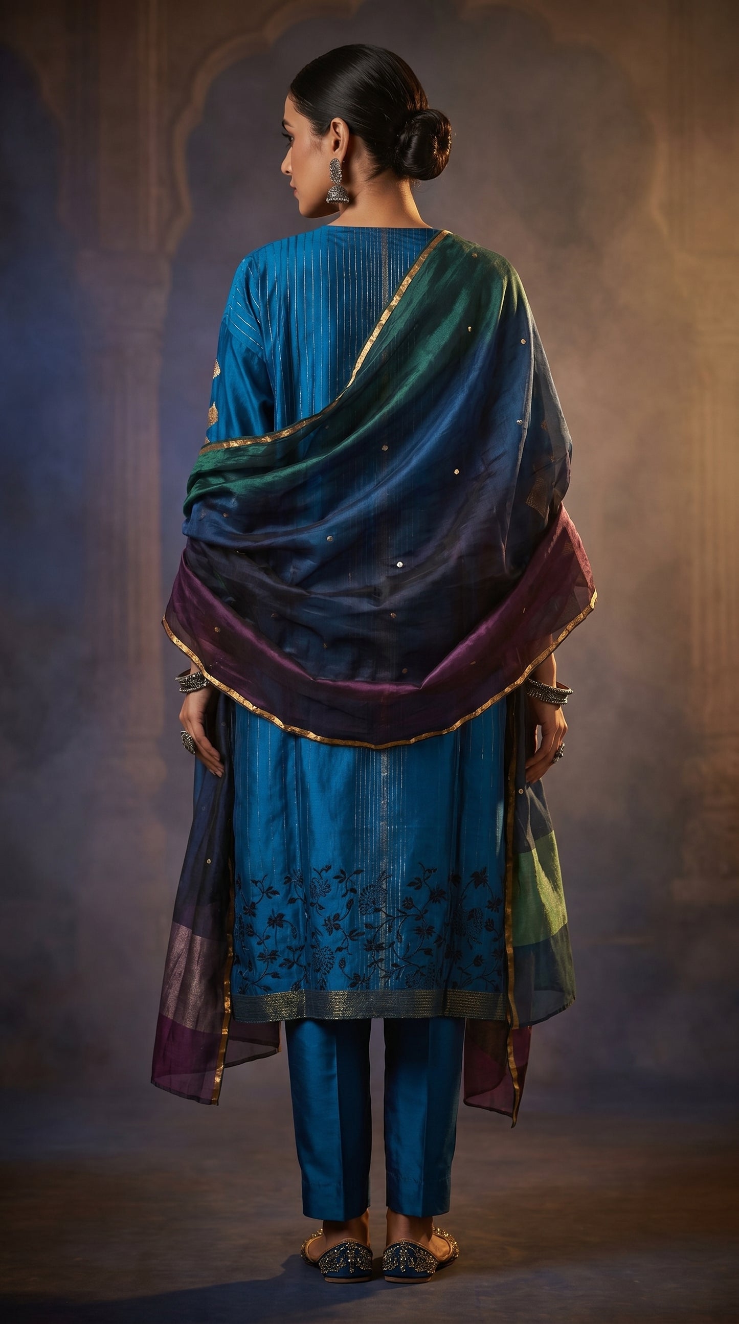 Semi Stitched Chanderi Formal Suitset