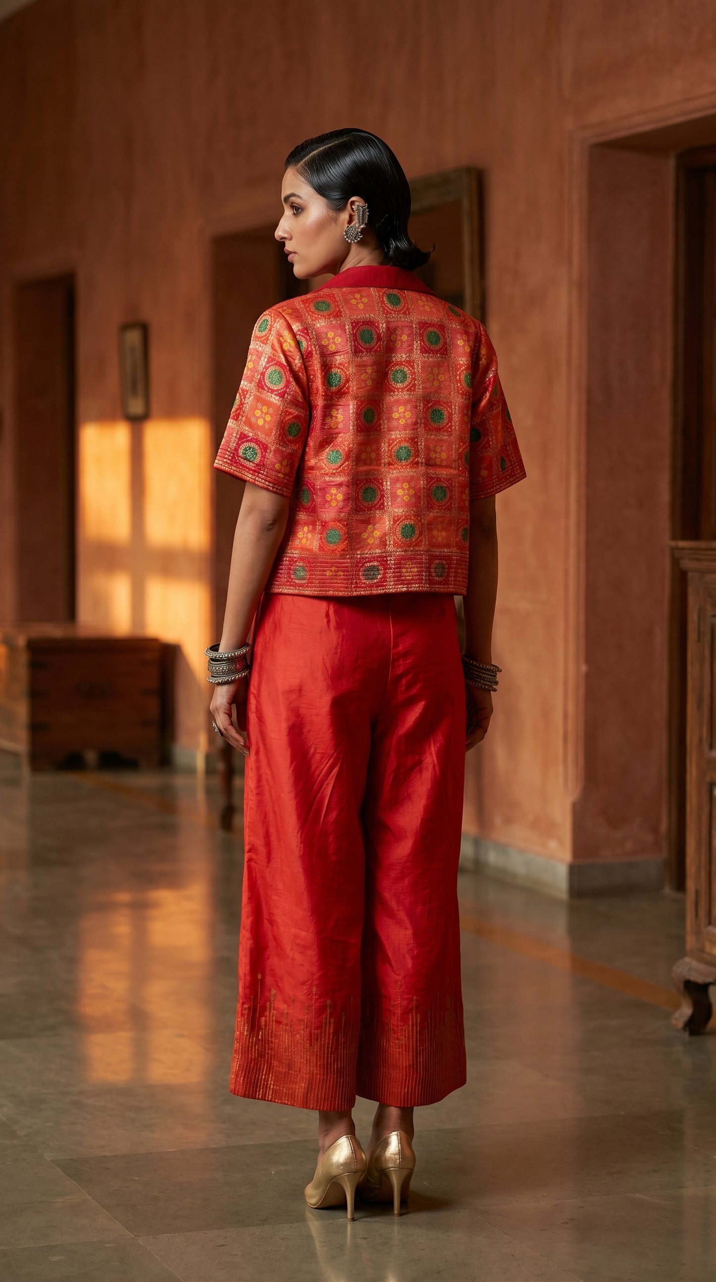 Formal chanderi Embroidered Indowestern set