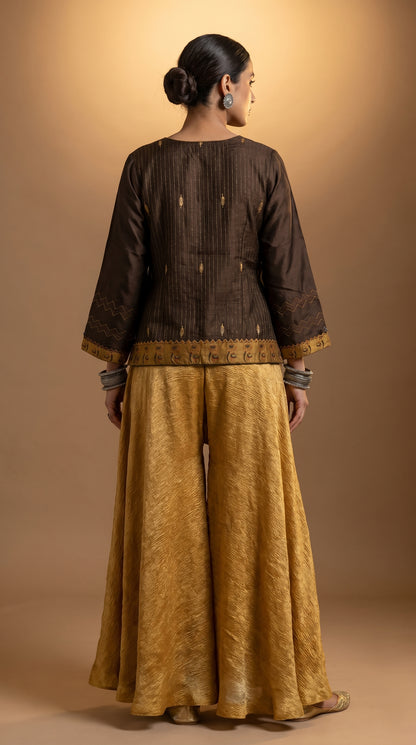 Formal chanderi Embroidered Indowestern set