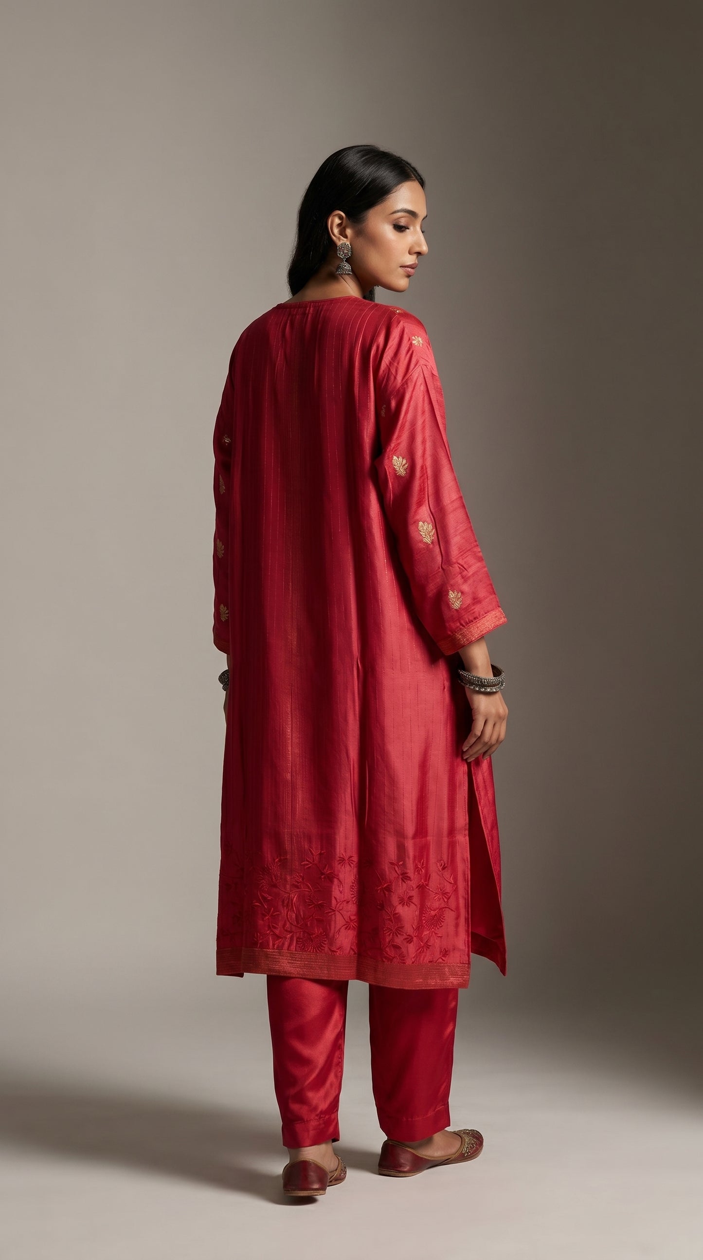 Semi Stitched Formal Chanderi Kurta