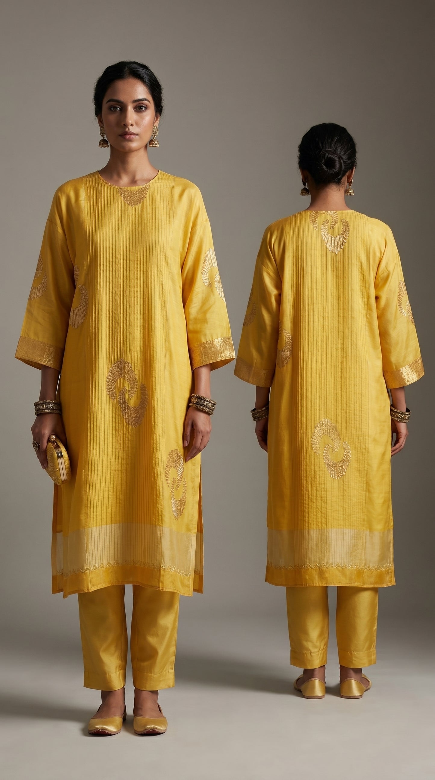 Semi Stitched Formal Chanderi Kurta