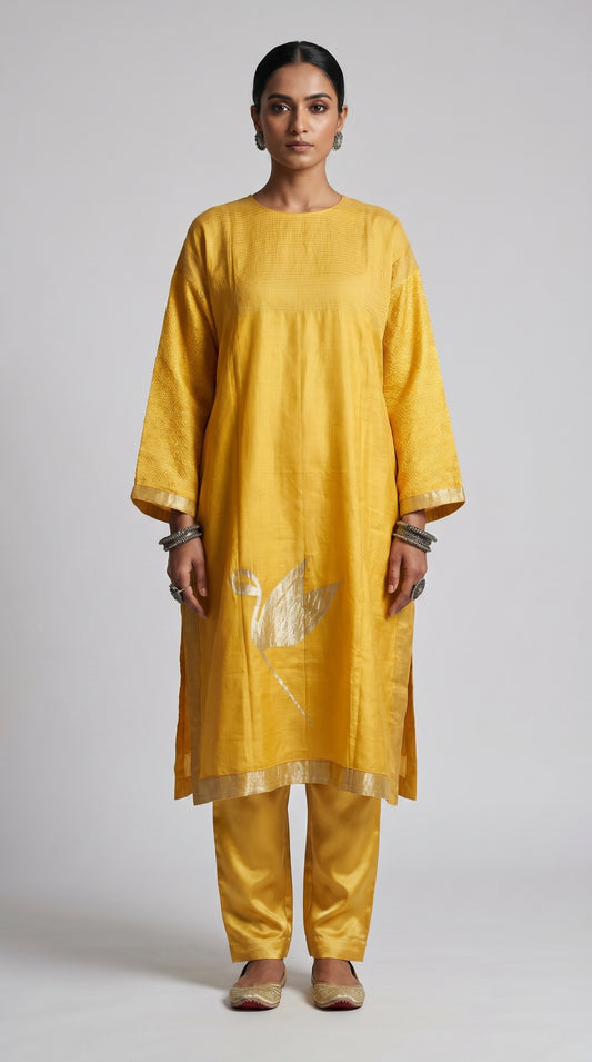 Semi Stitched Formal Chanderi Kurta
