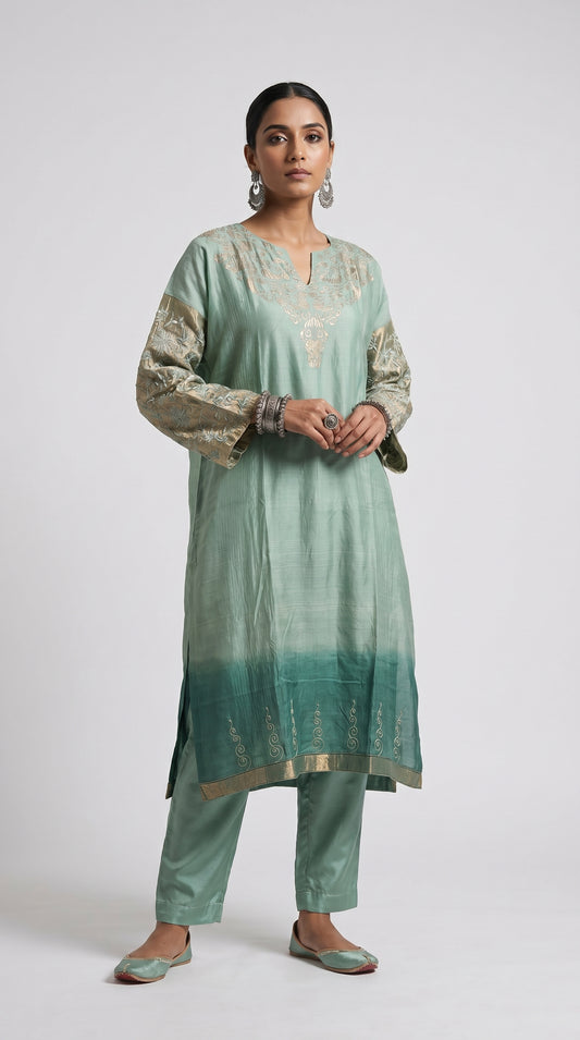 Semi Stitched Formal Chanderi Kurta