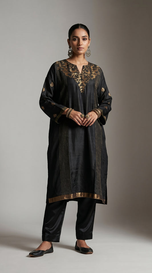 Semi Stitched Formal Chanderi Kurta
