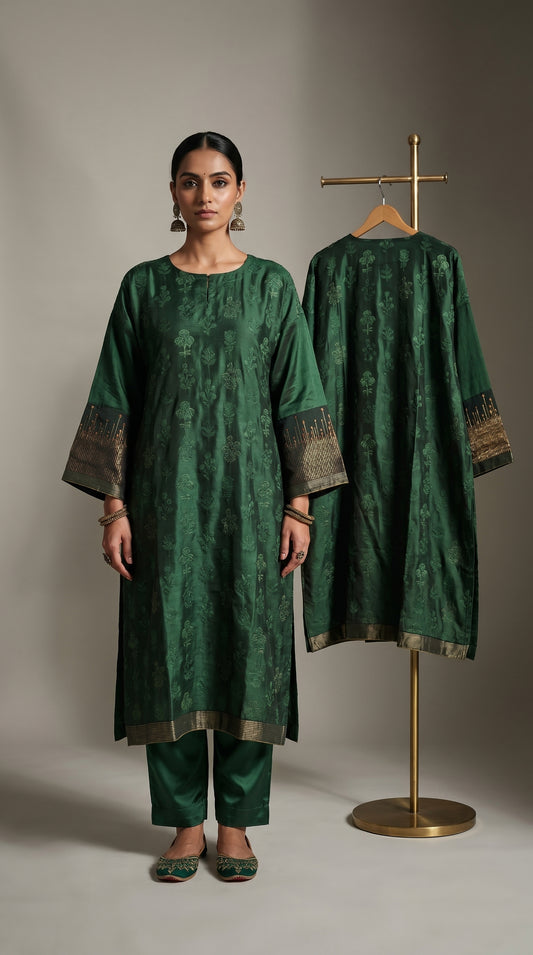 Semi Stitched Formal Chanderi Kurta