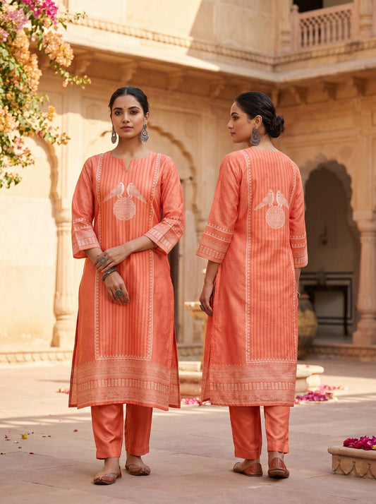 Semi Stitched Chanderi Casual kurta