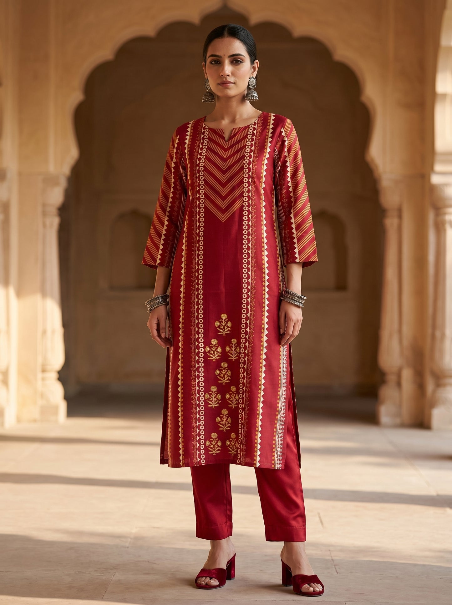 Semi Stitched Chanderi Casual kurta