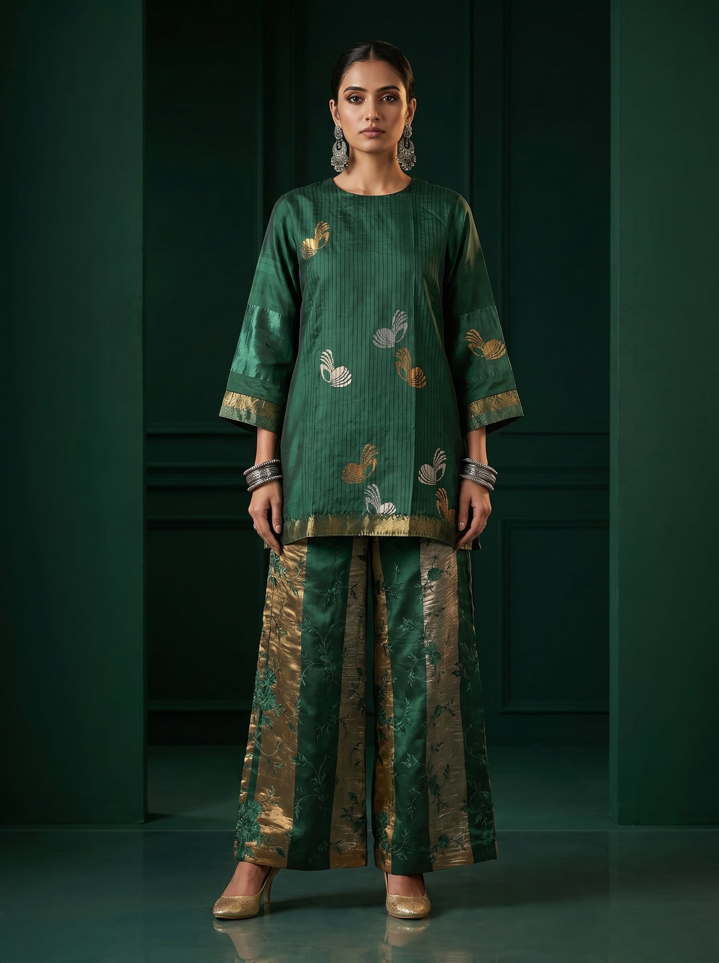 Indowestern chanderi formal coordset