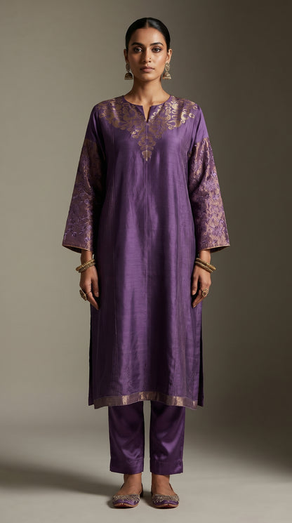 Semi Stitched Formal Chanderi Kurta