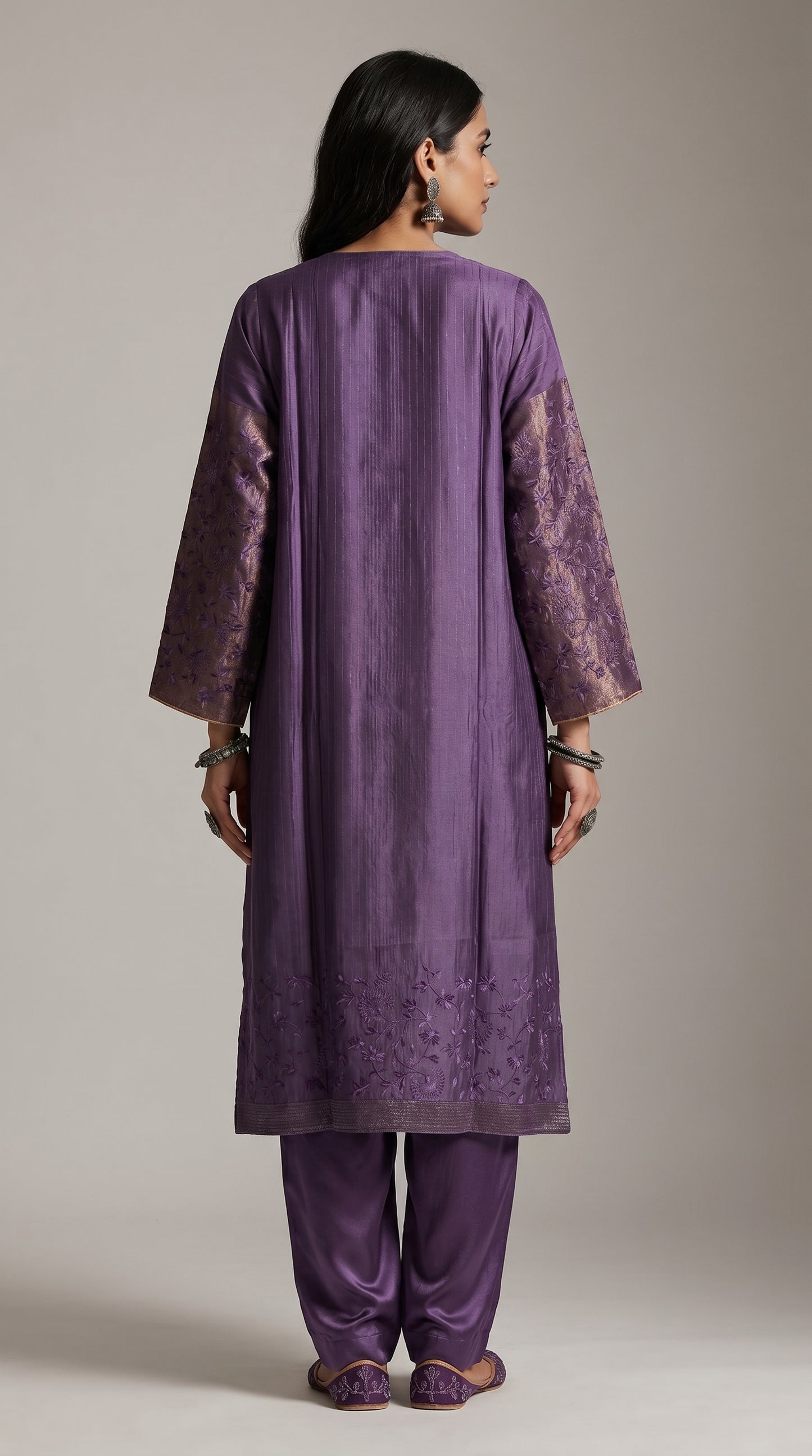Semi Stitched Formal Chanderi Kurta