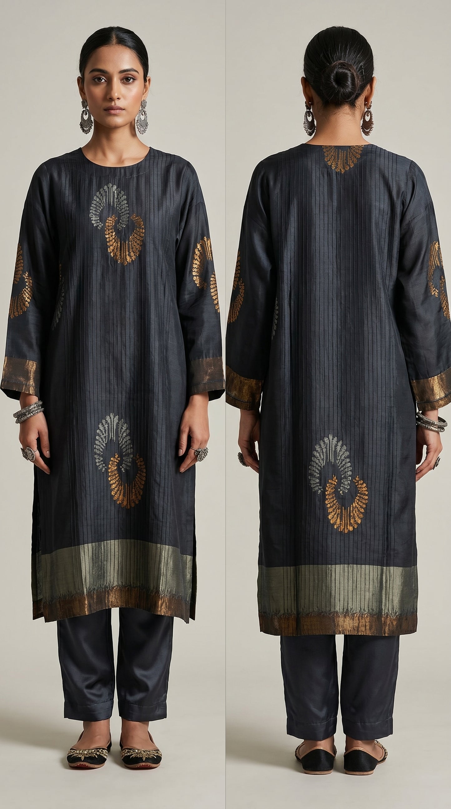 Semi Stitched Formal Chanderi Kurta