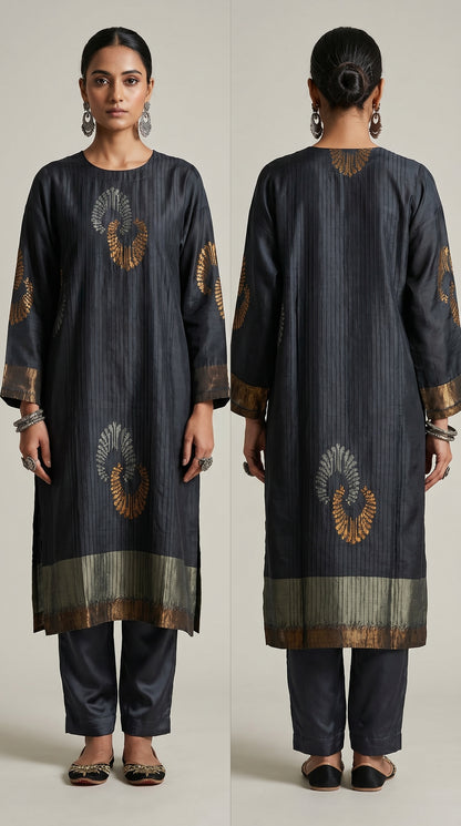 Semi Stitched Formal Chanderi Kurta