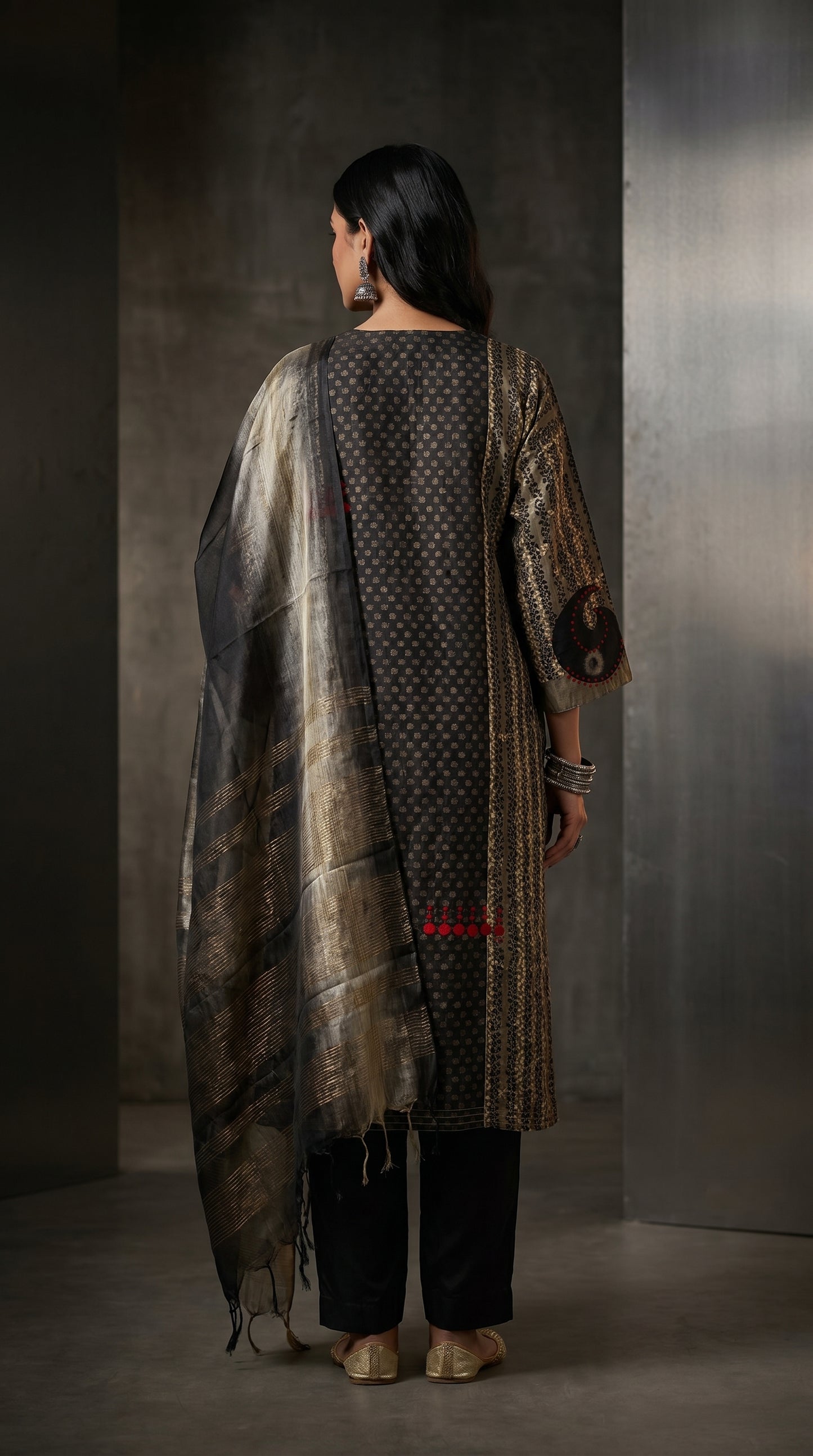 Semi Stitched Chanderi Formal Suitset