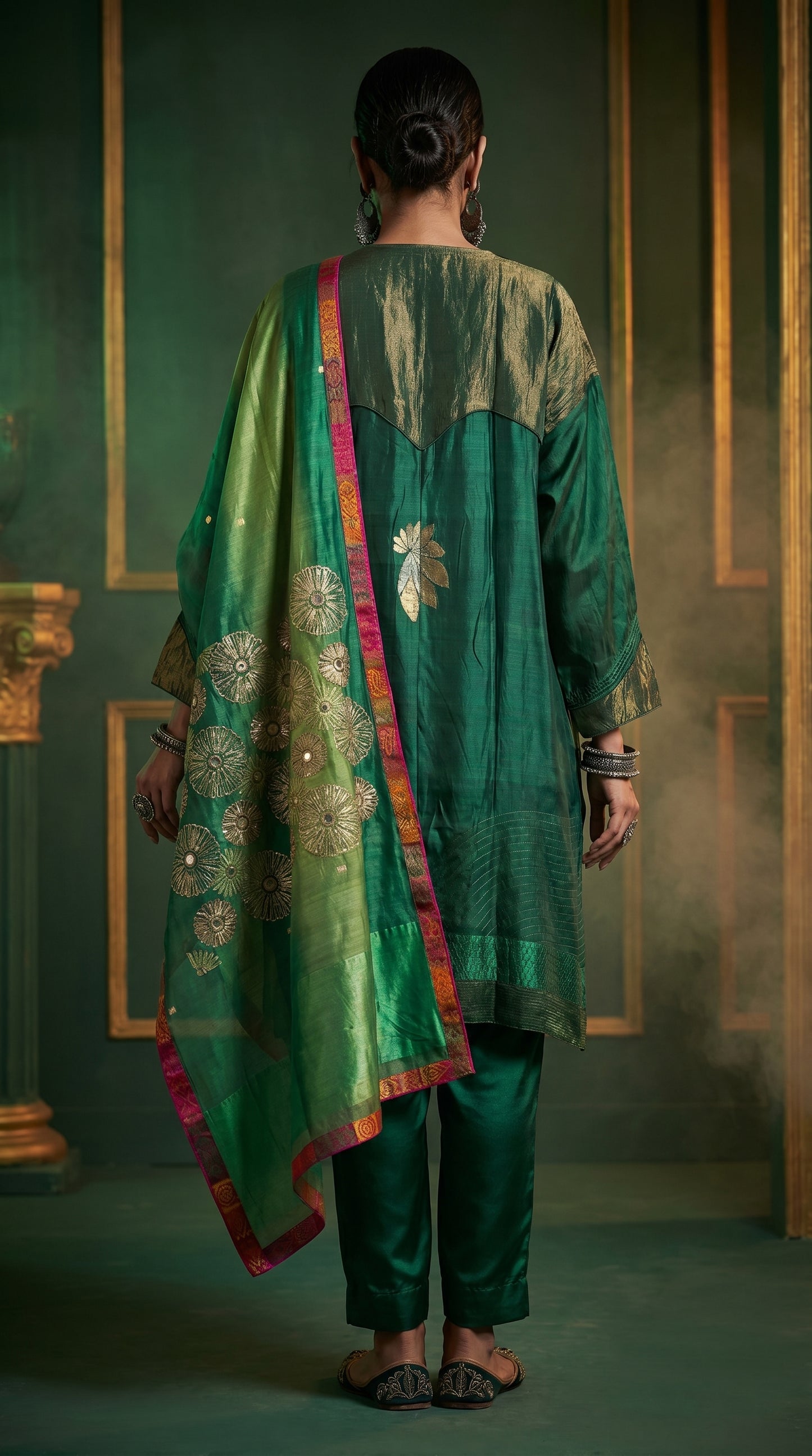 Semi Stitched Chanderi Formal Suitset