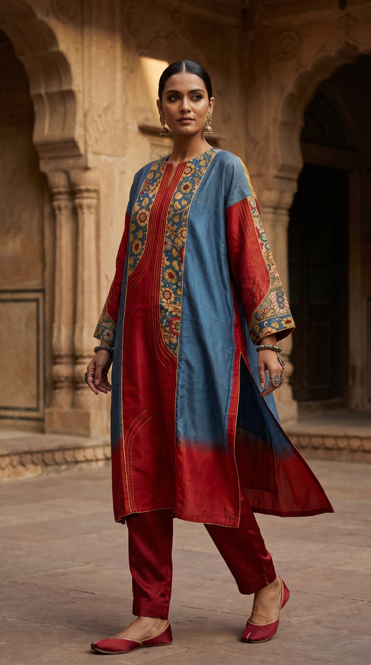 Semi Stitched Chanderi Formal kurta