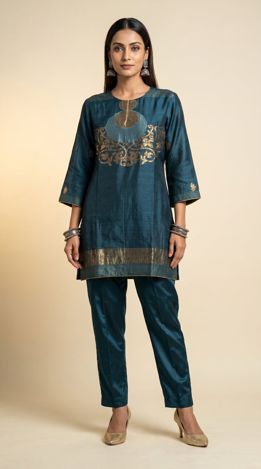 Stitched Chanderi  Tunic ready size 42