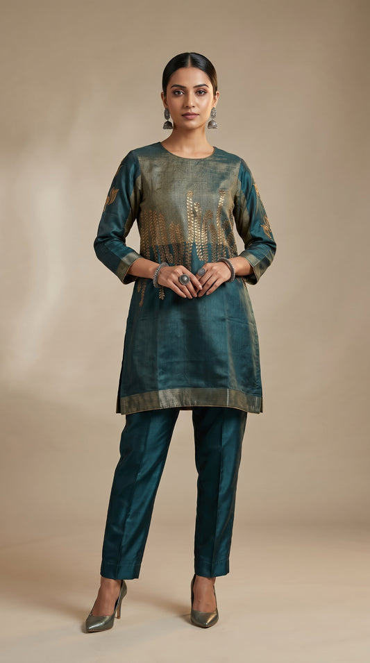Stitched Chanderi  Tunic ready size 42