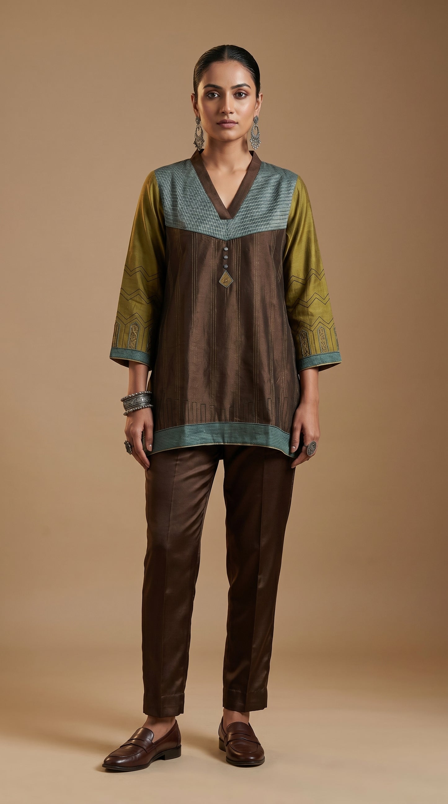 Stitched Chanderi  Tunic ready size 42