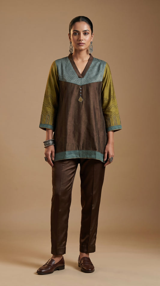 Stitched Chanderi  Tunic ready size 42