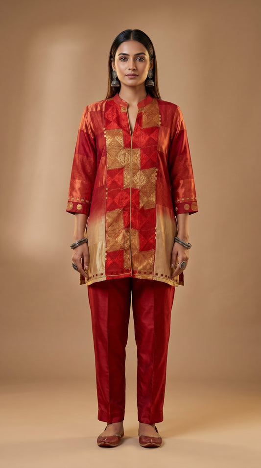 Stitched Chanderi  Tunic ready size 42