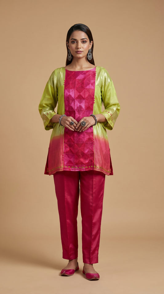 Stitched Chanderi  Tunic ready size 42