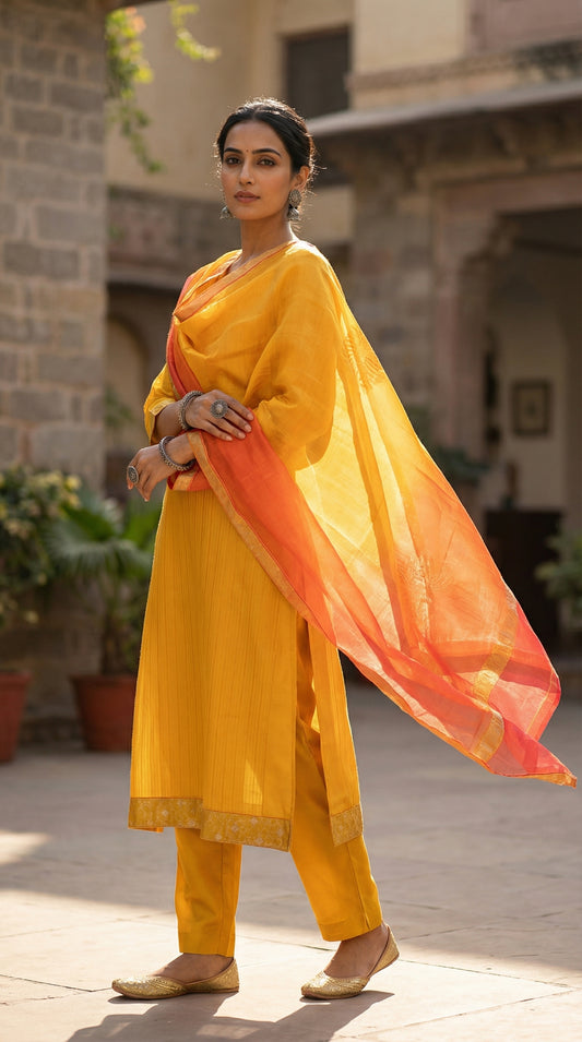 Semi Stitched Formal chanderi Suitset