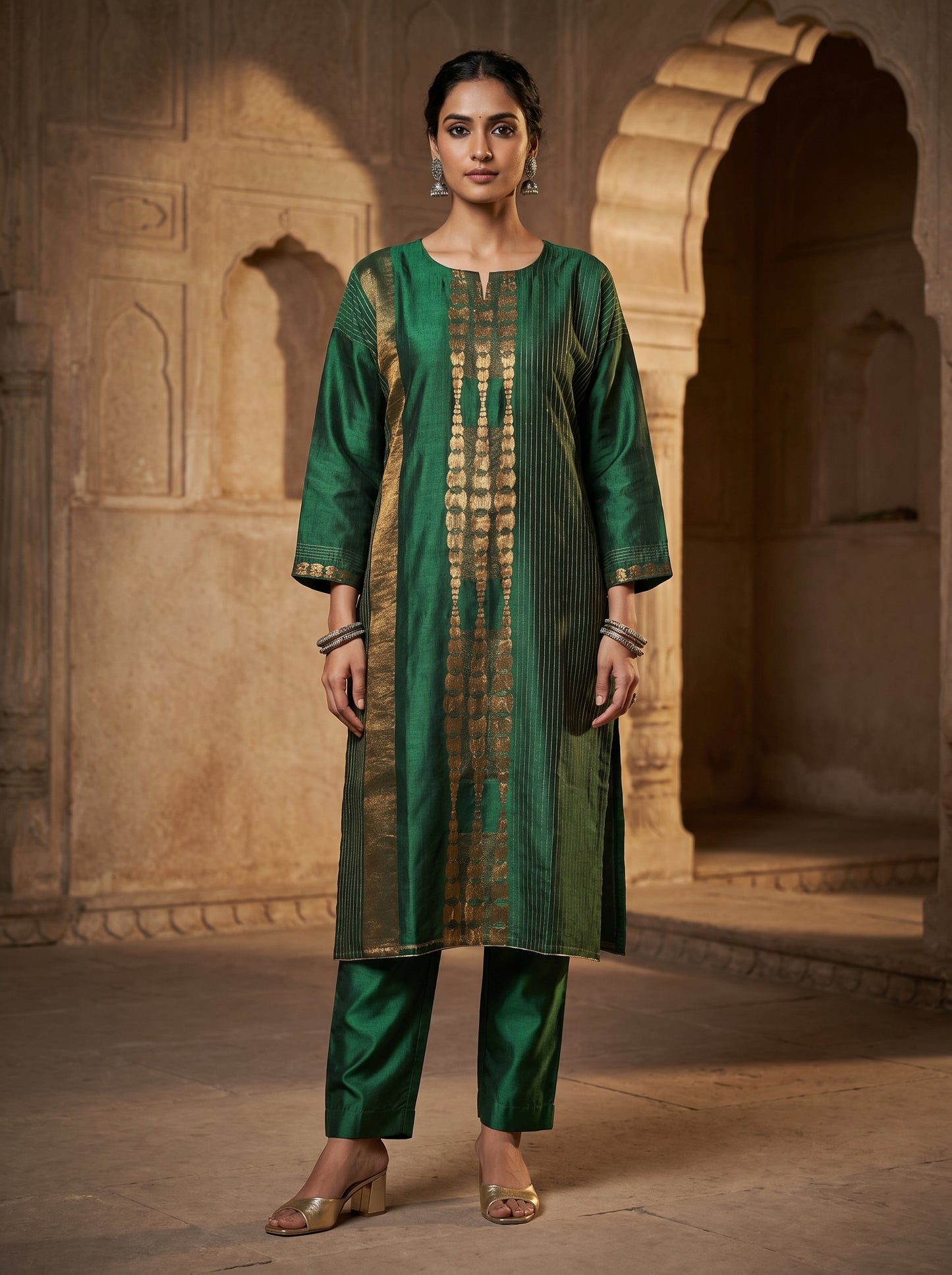 Semi Stitched Chanderi Casual kurta