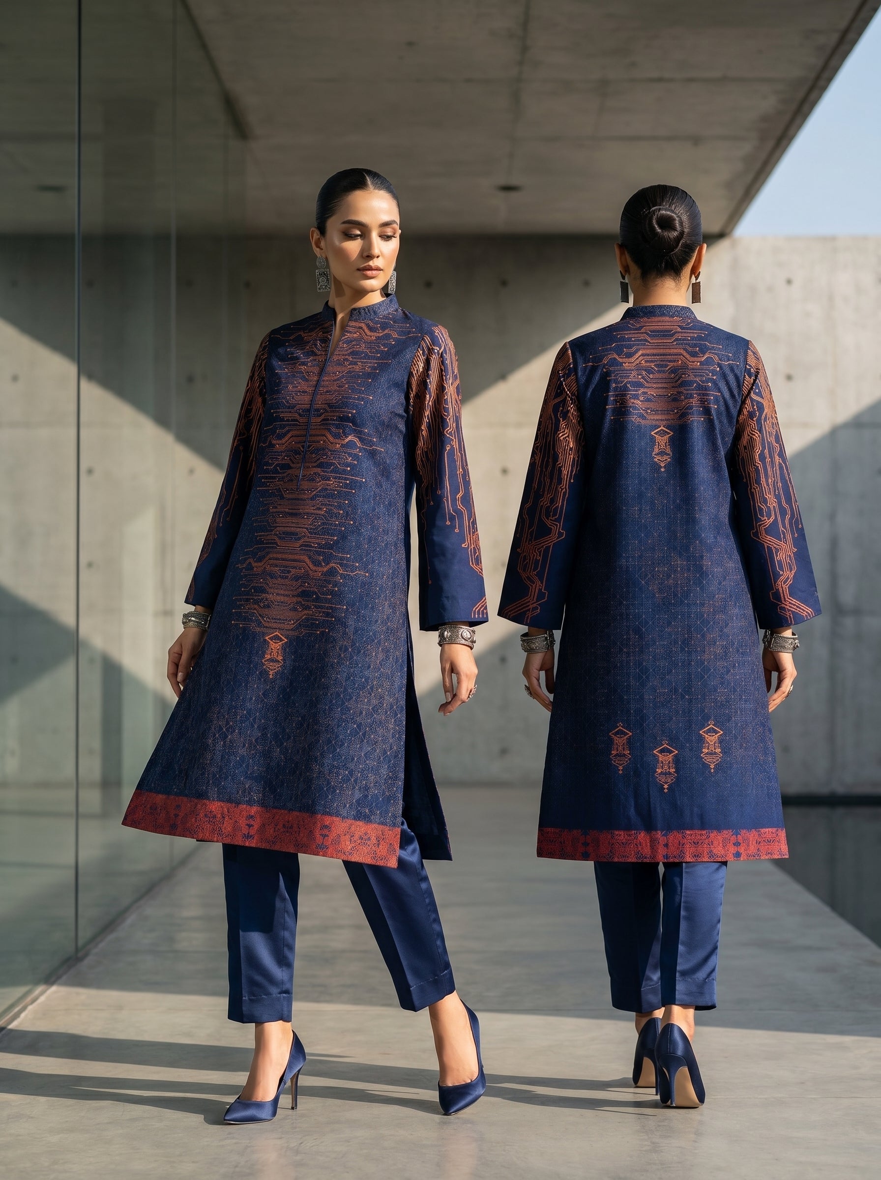 Semi Stitched Chanderi Casual kurta VISHAL KAPUR