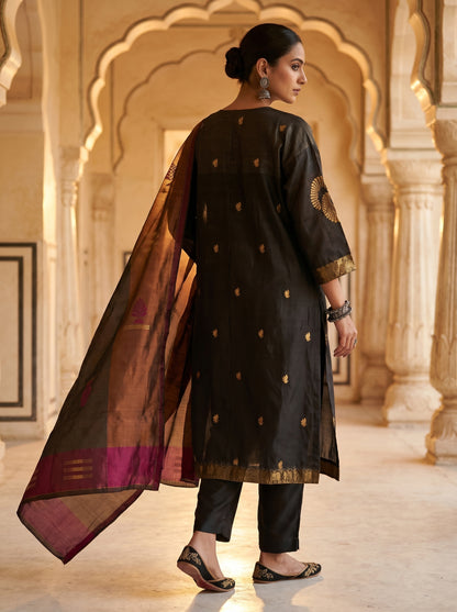 Semi Stitched Chanderi Formal Suitset