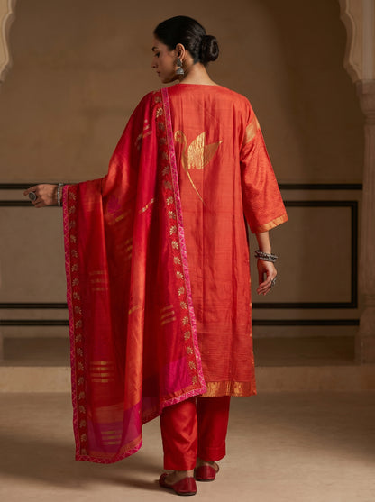 Semi Stitched Chanderi Formal Suitset